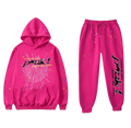 Black Printed Tracksuit Pink