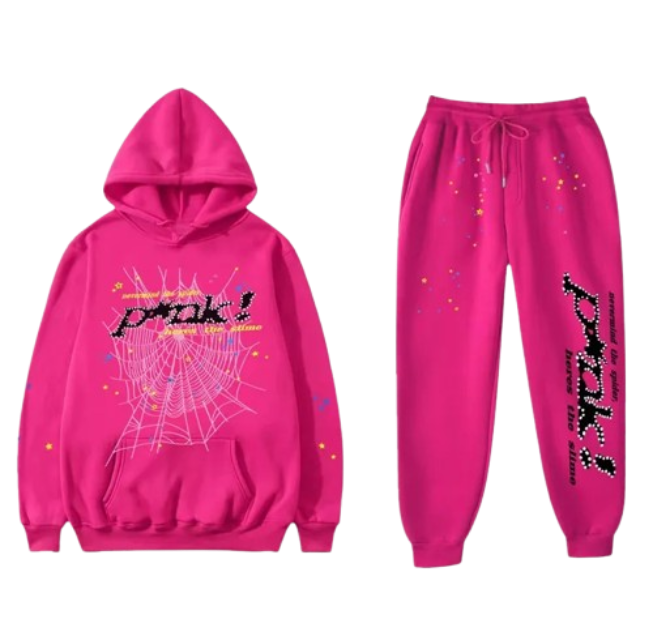 Black Printed Tracksuit Pink